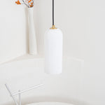 Monty Alabaster Pendant Light in Brass with Braided Cord