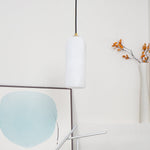 Monty Alabaster Pendant Light in Brass with Braided Cord