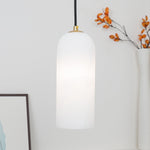 Monty Alabaster Pendant Light in Brass with Braided Cord