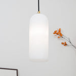 Monty Alabaster Pendant Light in Brass with Braided Cord