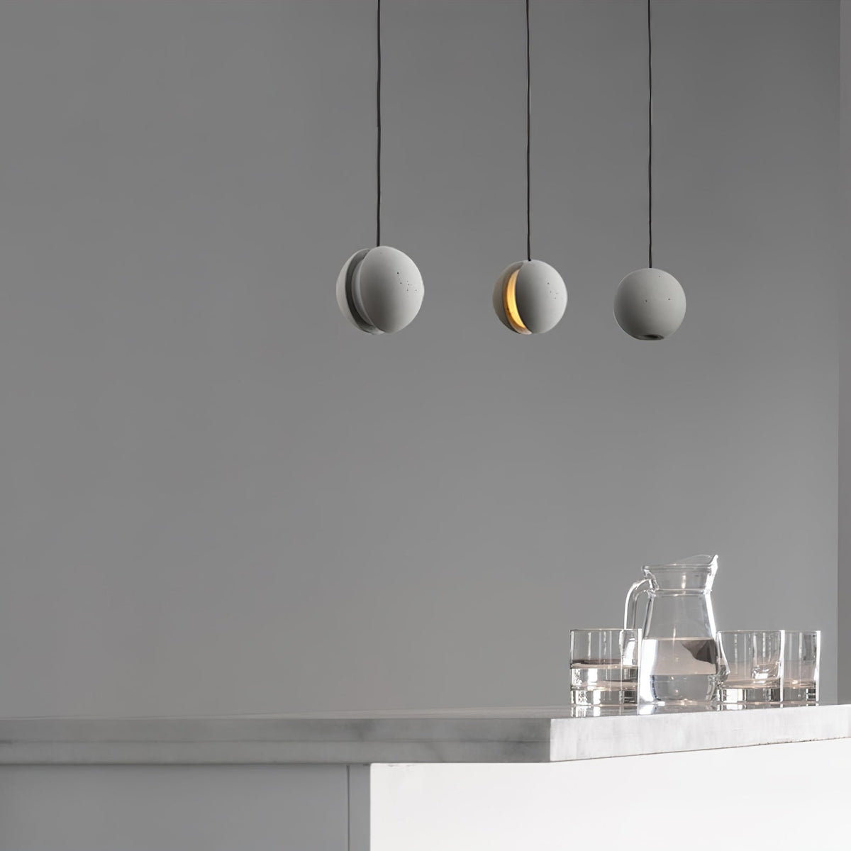 Moon Concrete Pendant Light – Modern Minimalist LED Ceiling Lamp