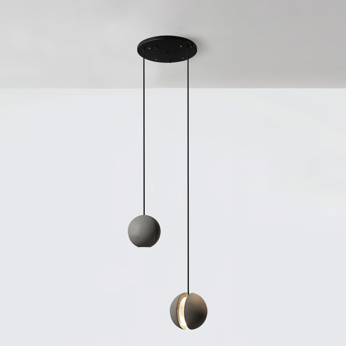 Moon Concrete Pendant Light – Modern Minimalist LED Ceiling Lamp