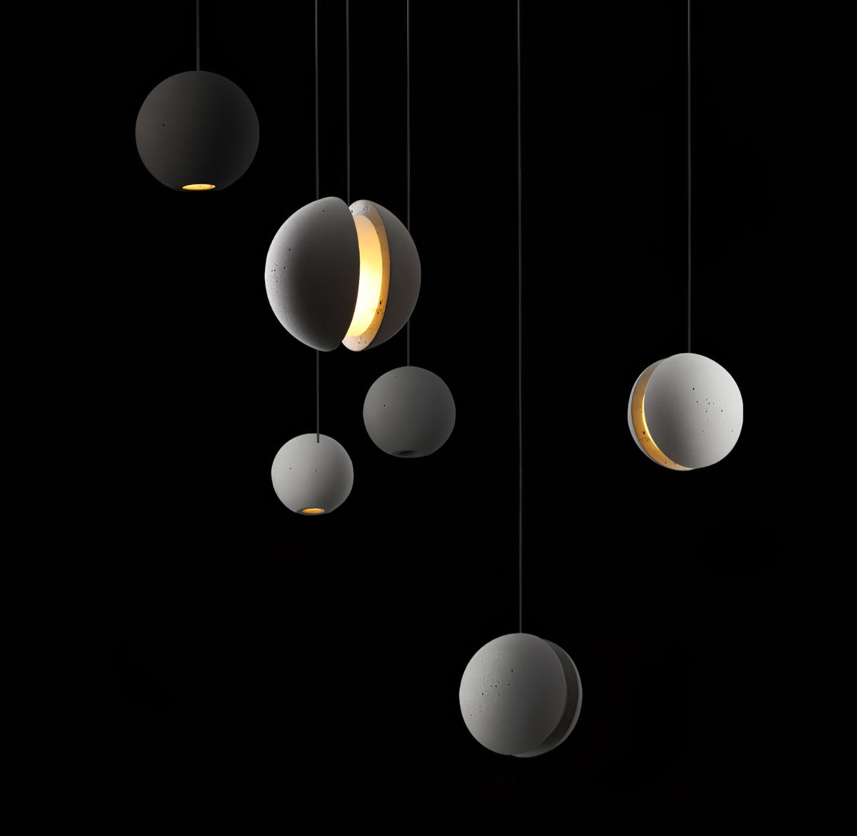Moon Concrete Pendant Light – Modern Minimalist LED Ceiling Lamp