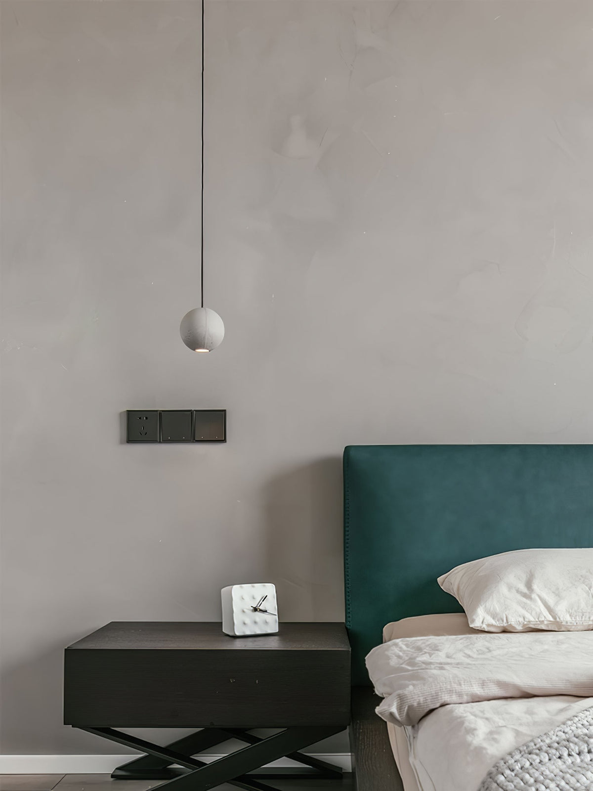 Moon Concrete Pendant Light – Modern Minimalist LED Ceiling Lamp
