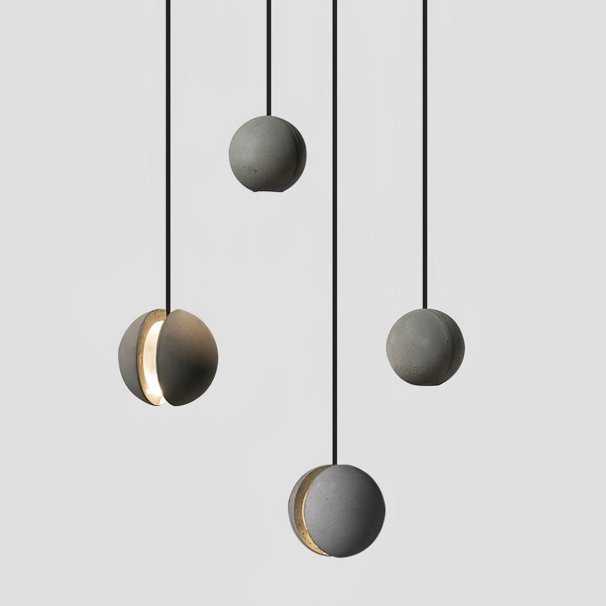 Moon Concrete Pendant Light – Modern Minimalist LED Ceiling Lamp