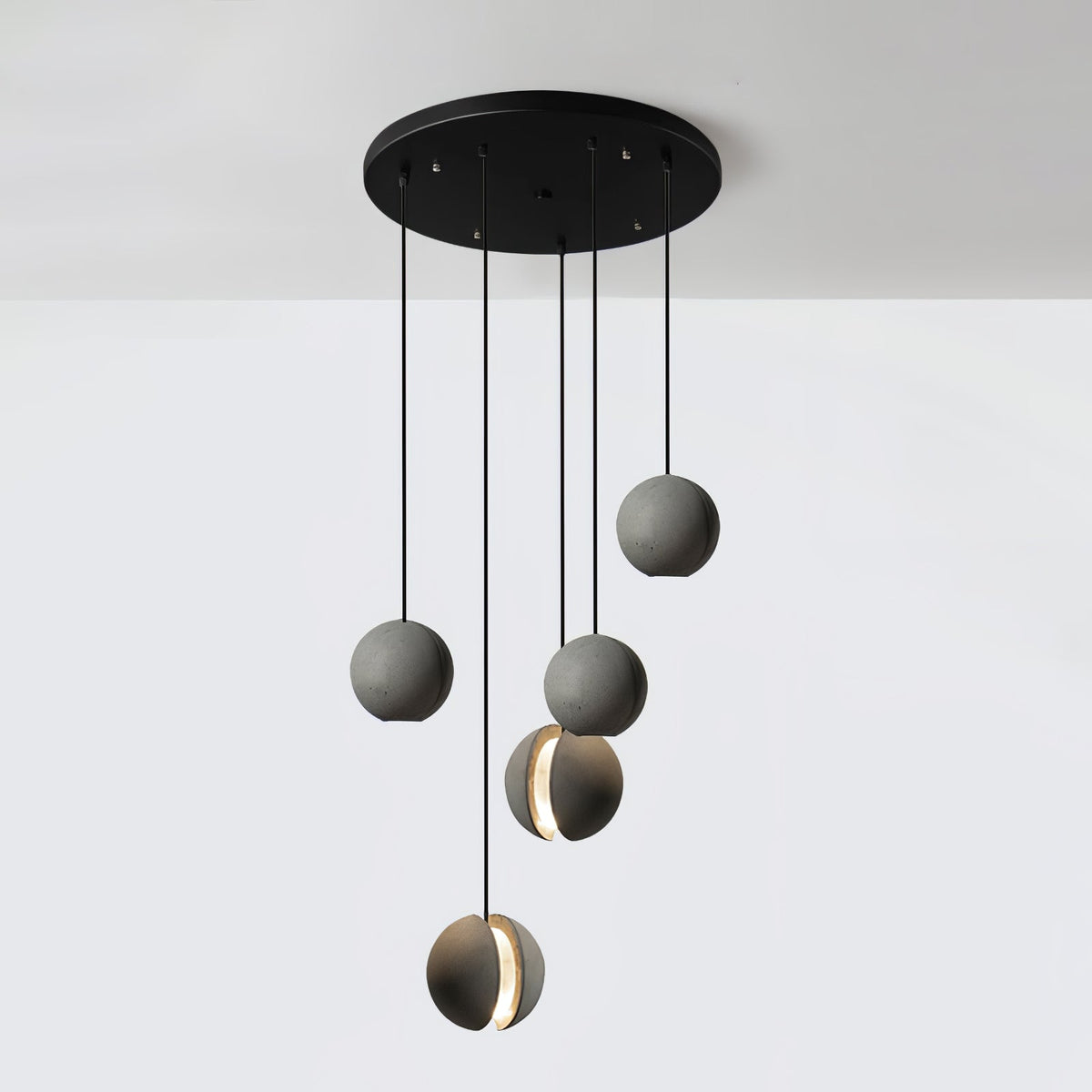 Moon Concrete Pendant Light – Modern Minimalist LED Ceiling Lamp