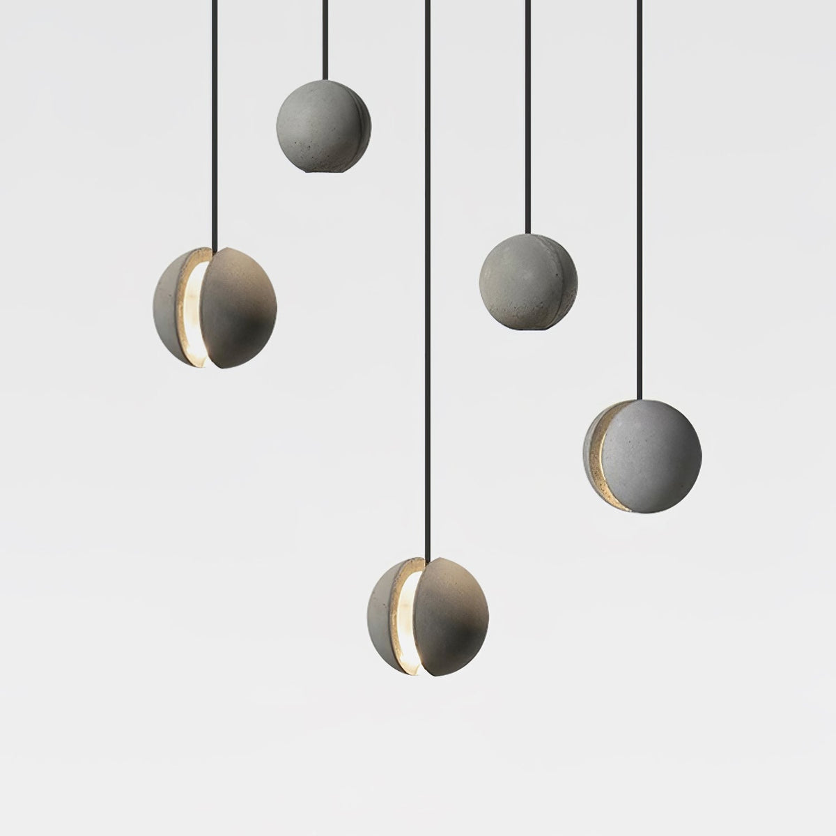 Moon Concrete Pendant Light – Modern Minimalist LED Ceiling Lamp