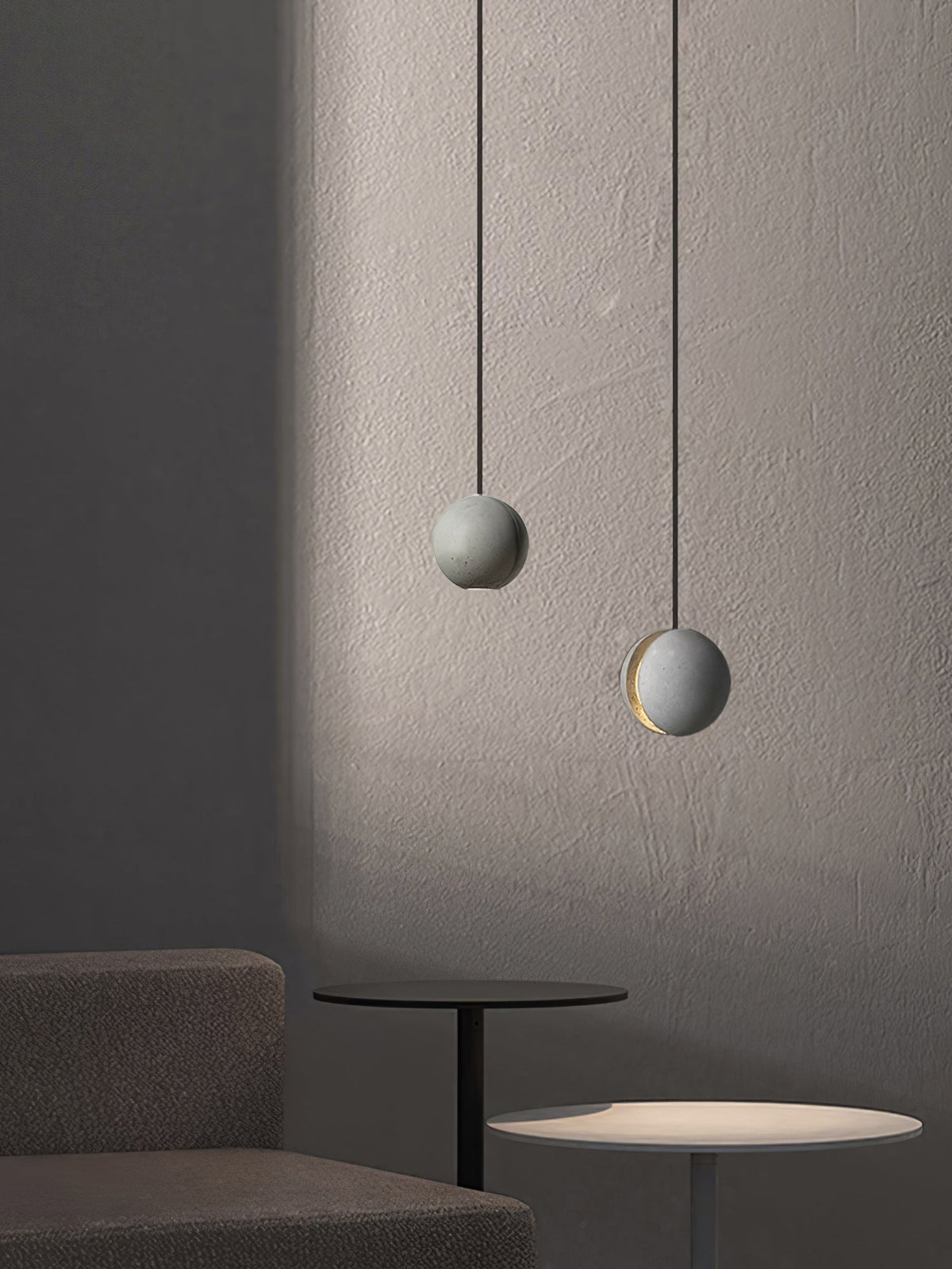 Moon Concrete Pendant Light – Modern Minimalist LED Ceiling Lamp