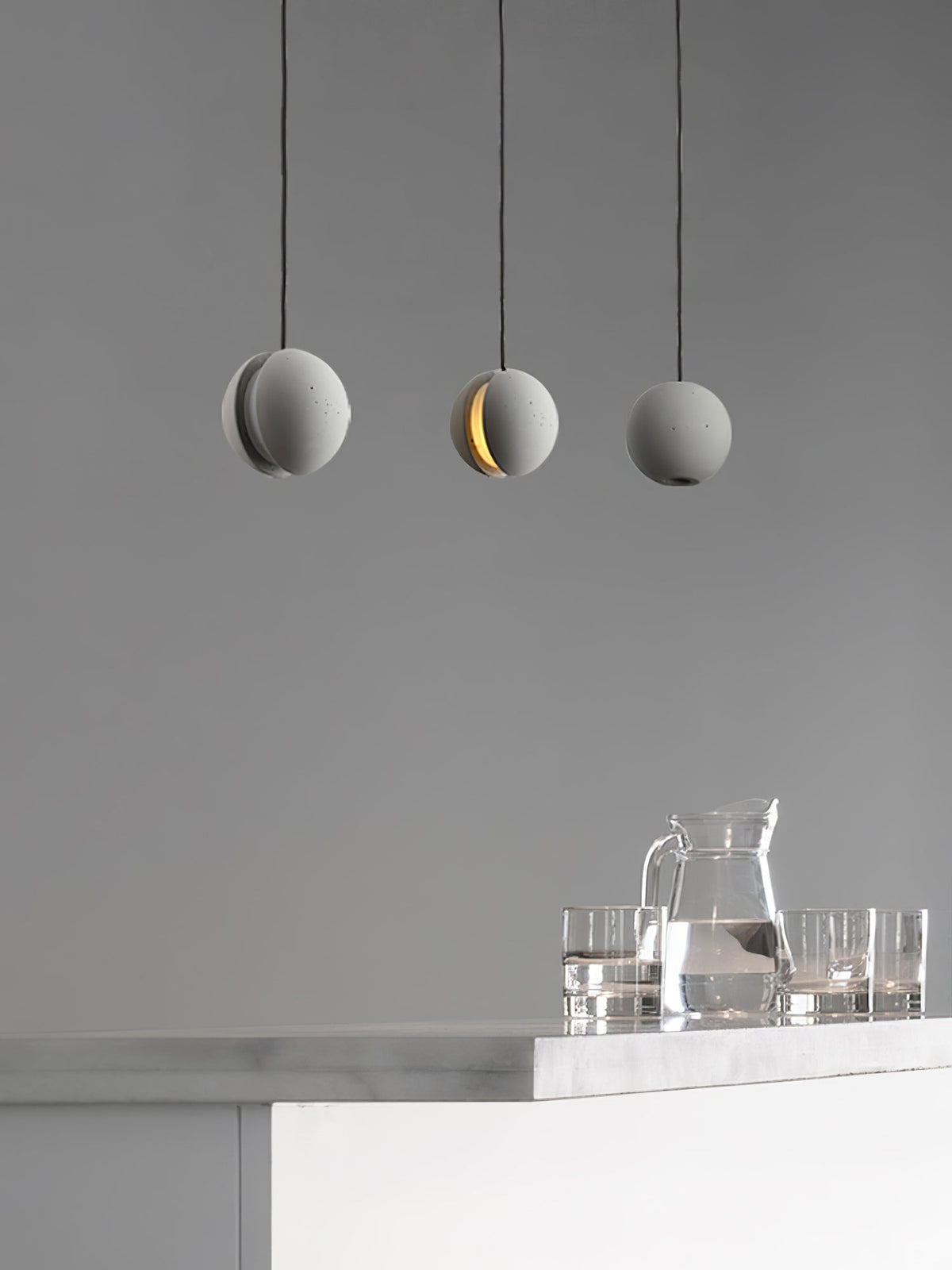 Moon Concrete Pendant Light – Modern Minimalist LED Ceiling Lamp