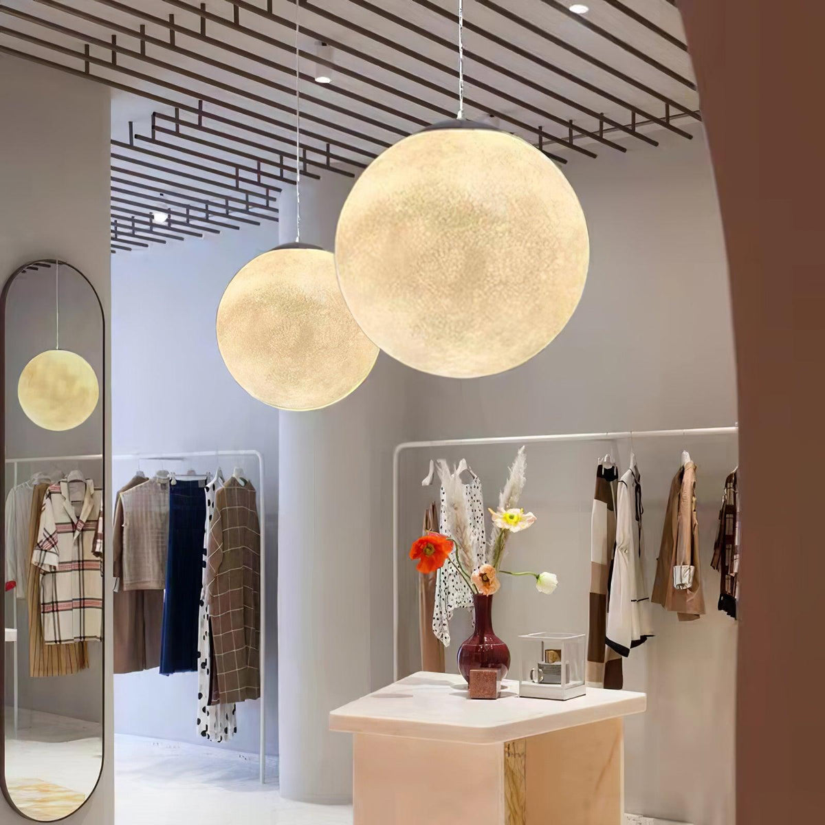 Moon Pendant Lamp – Celestial Resin Hanging Light for Modern Interiors