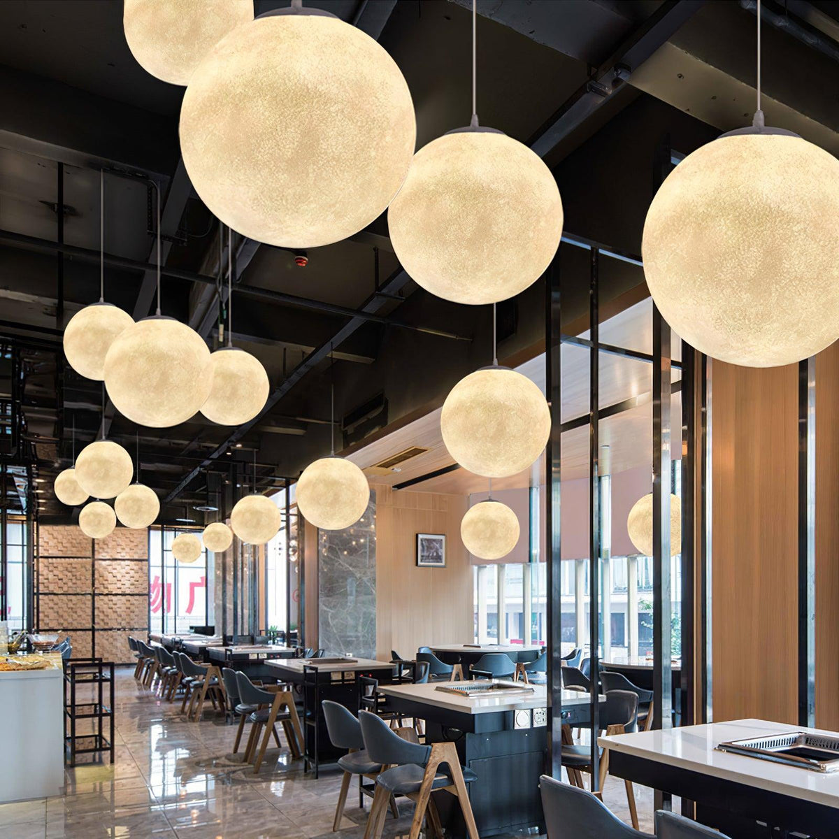 Moon Pendant Lamp – Celestial Resin Hanging Light for Modern Interiors