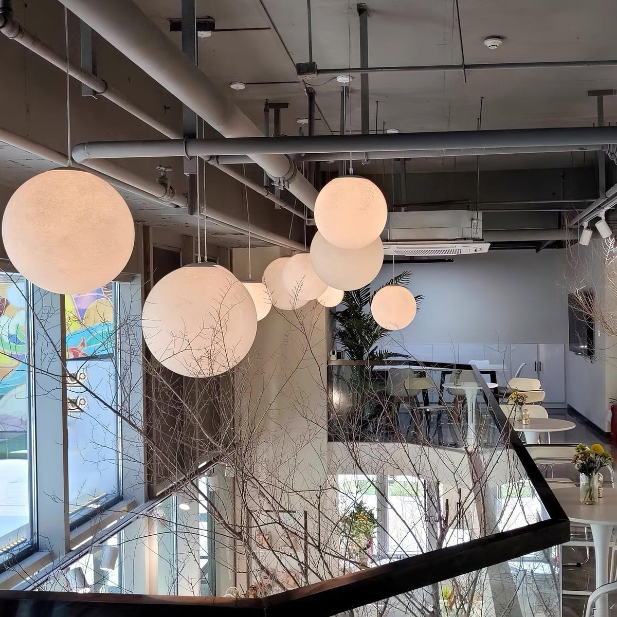 Moon Pendant Lamp – Celestial Resin Hanging Light for Modern Interiors