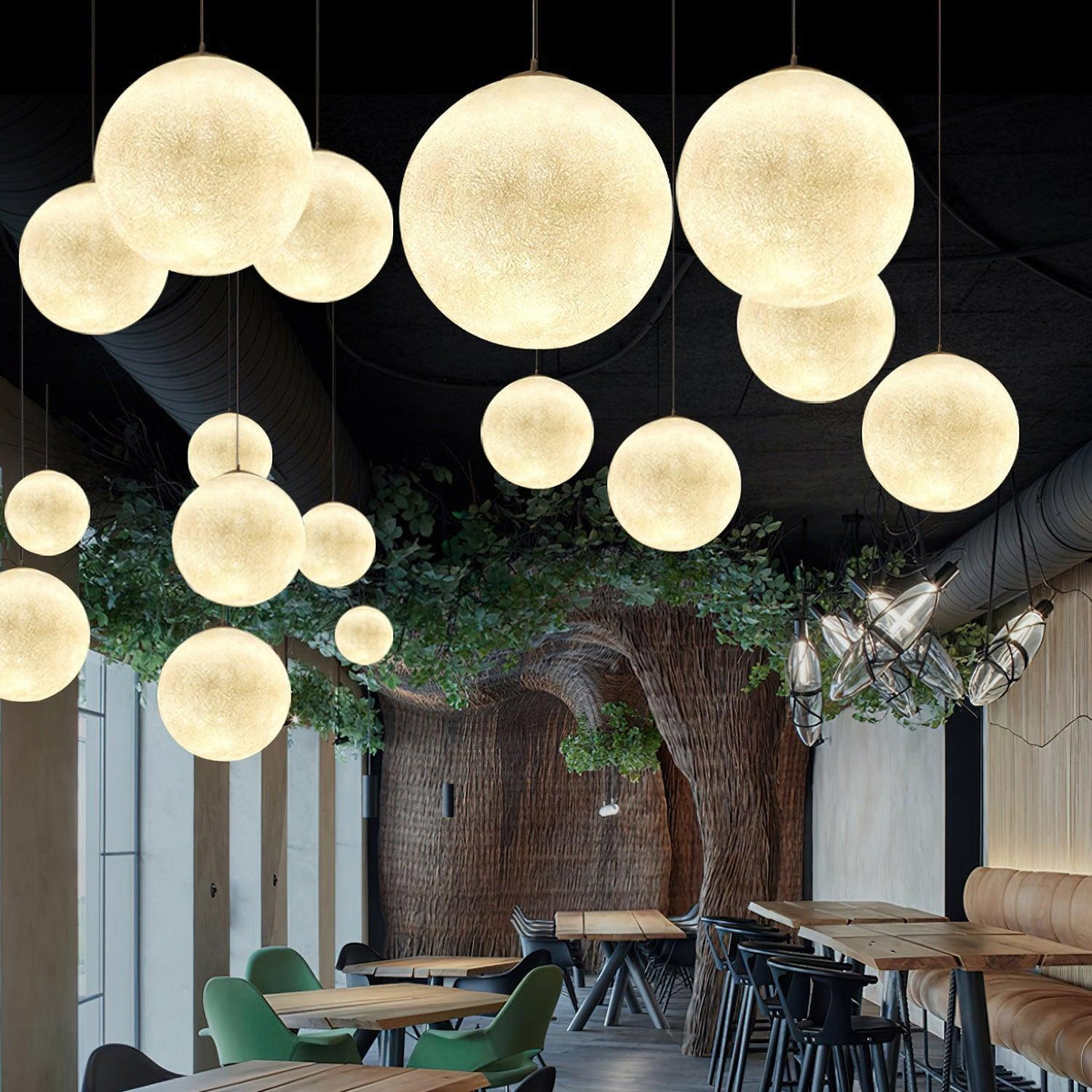 Moon Pendant Lamp – Celestial Resin Hanging Light for Modern Interiors