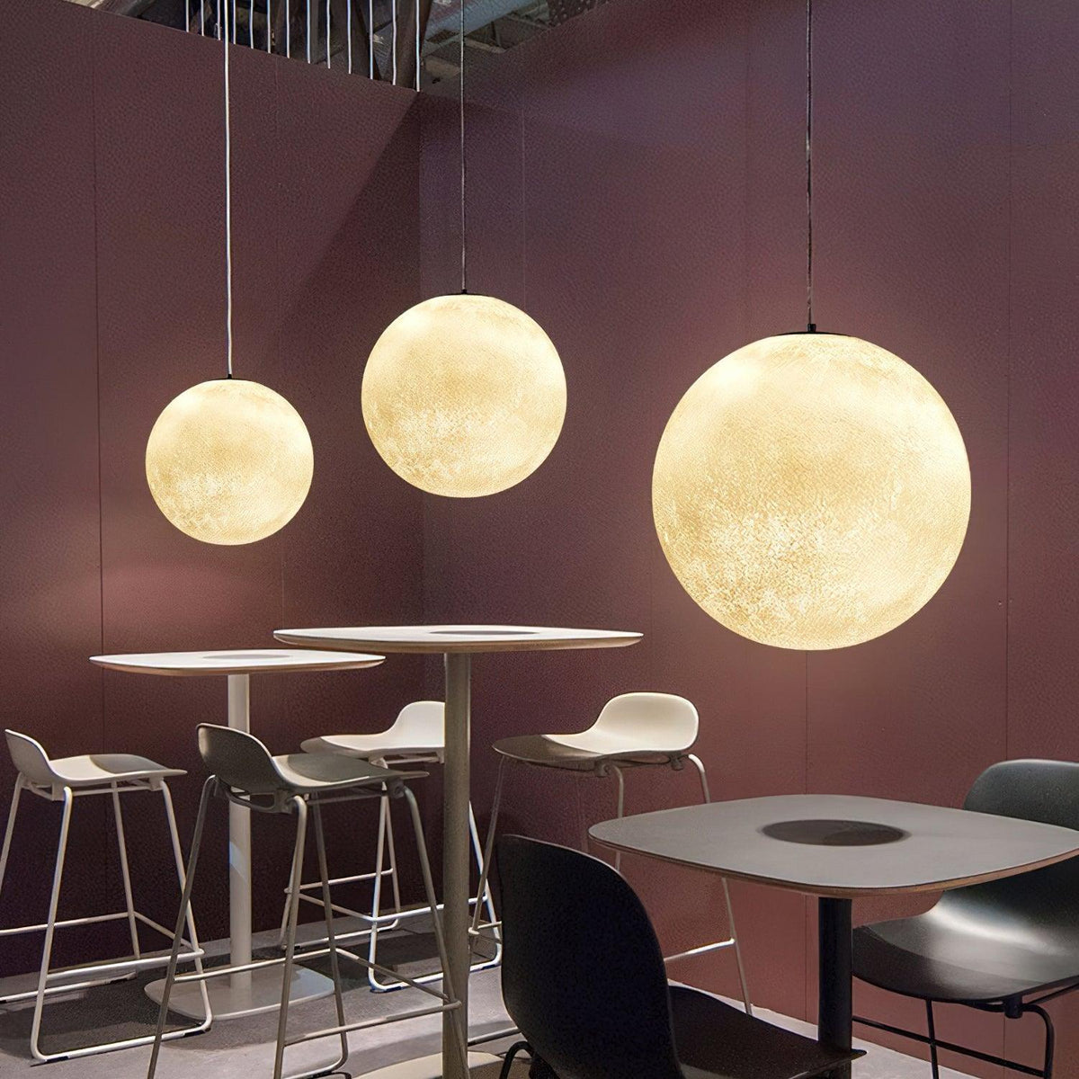 Moon Pendant Lamp – Celestial Resin Hanging Light for Modern Interiors