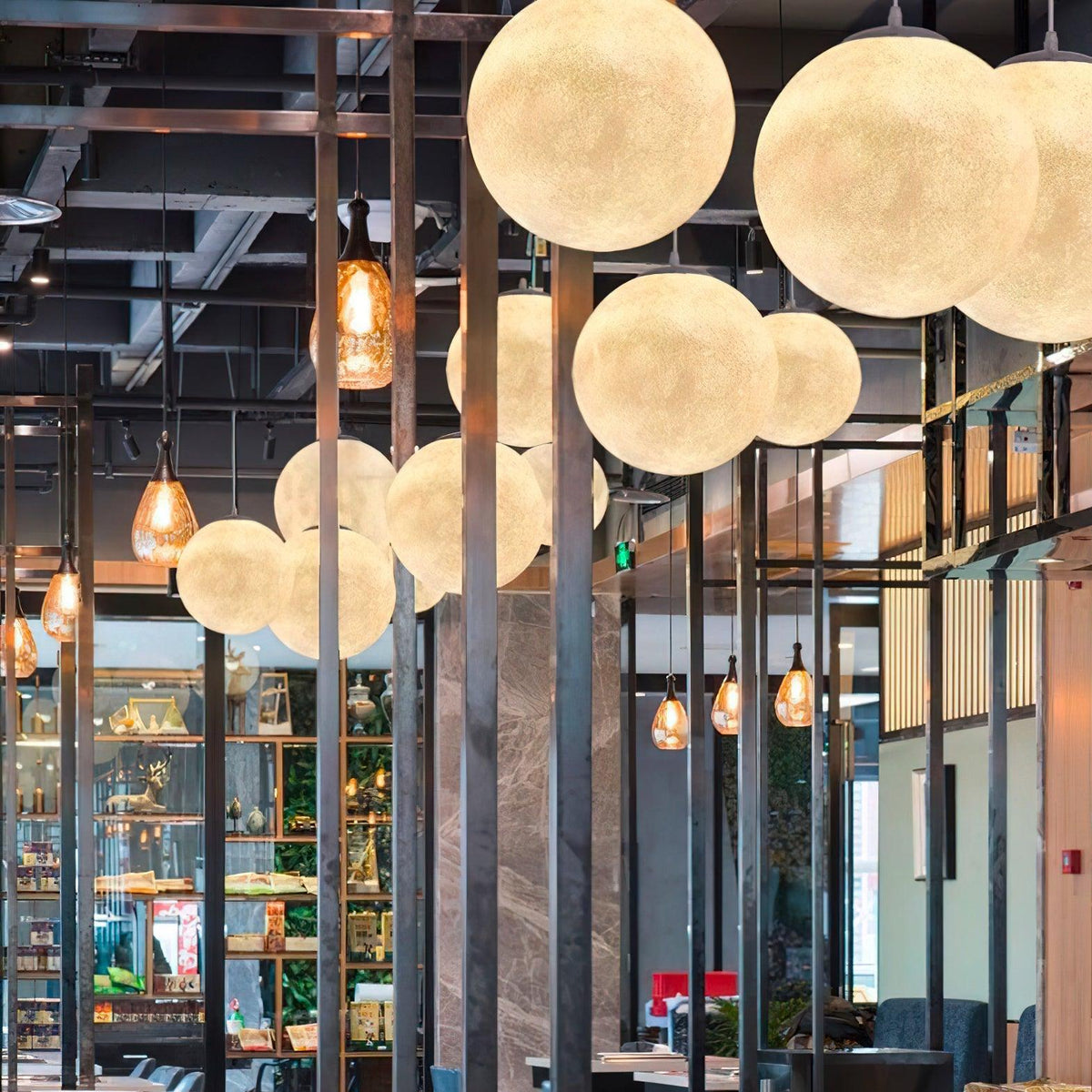 Moon Pendant Lamp – Celestial Resin Hanging Light for Modern Interiors