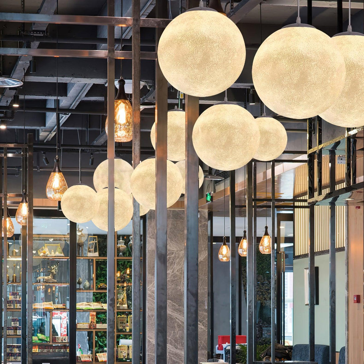 Moon Pendant Lamp – Celestial Resin Hanging Light for Modern Interiors