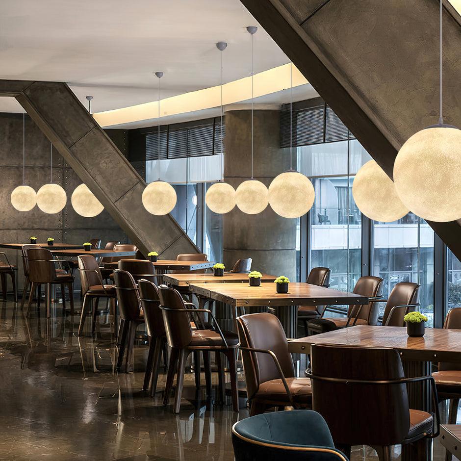 Moon Pendant Lamp – Celestial Resin Hanging Light for Modern Interiors