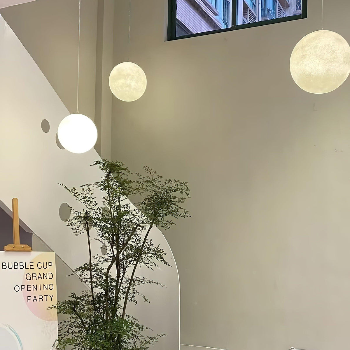 Moon Pendant Lamp – Celestial Resin Hanging Light for Modern Interiors