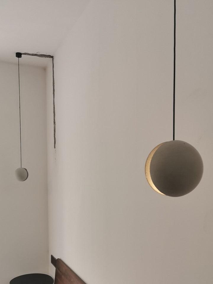 Moon Concrete Pendant Light – Modern Minimalist LED Ceiling Lamp