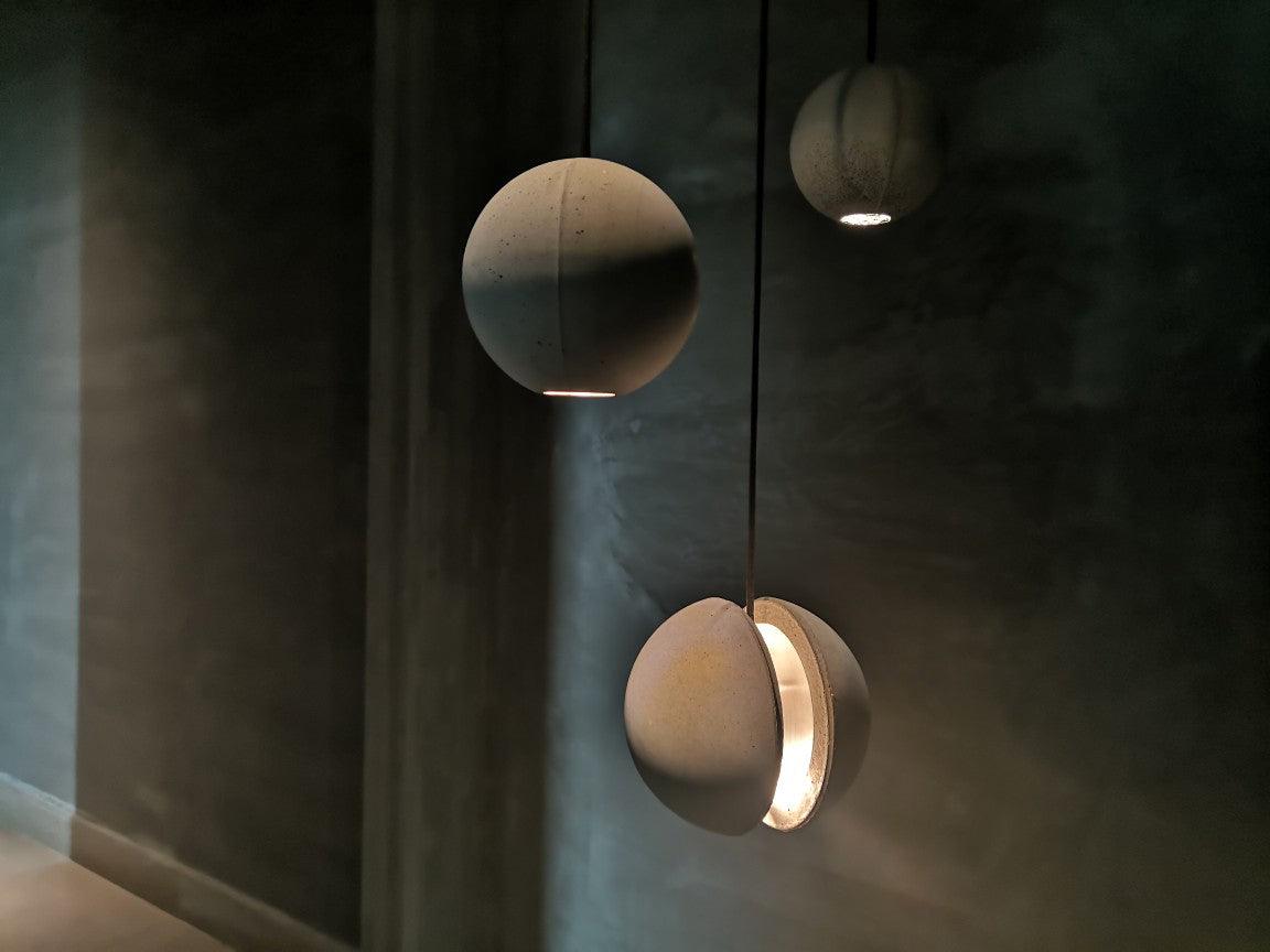 Moon Concrete Pendant Light – Modern Minimalist LED Ceiling Lamp