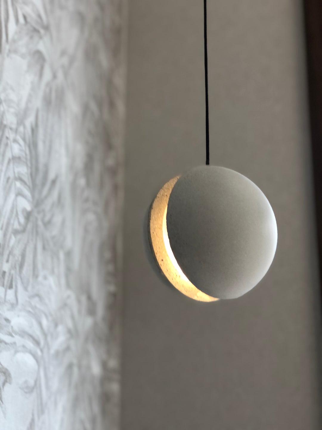Moon Concrete Pendant Light – Modern Minimalist LED Ceiling Lamp