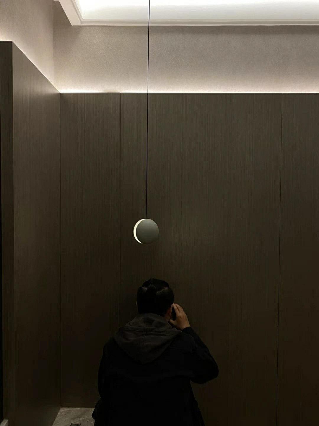 Moon Concrete Pendant Light – Modern Minimalist LED Ceiling Lamp