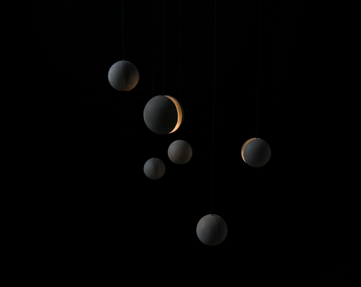 Moon Concrete Pendant Light – Modern Minimalist LED Ceiling Lamp
