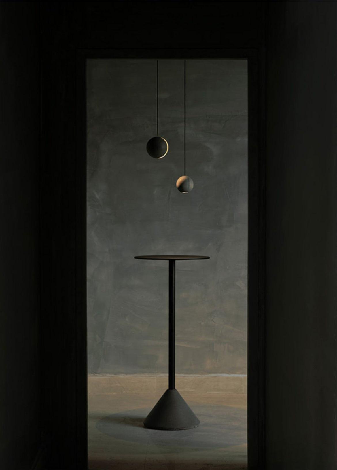 Moon Concrete Pendant Light – Modern Minimalist LED Ceiling Lamp