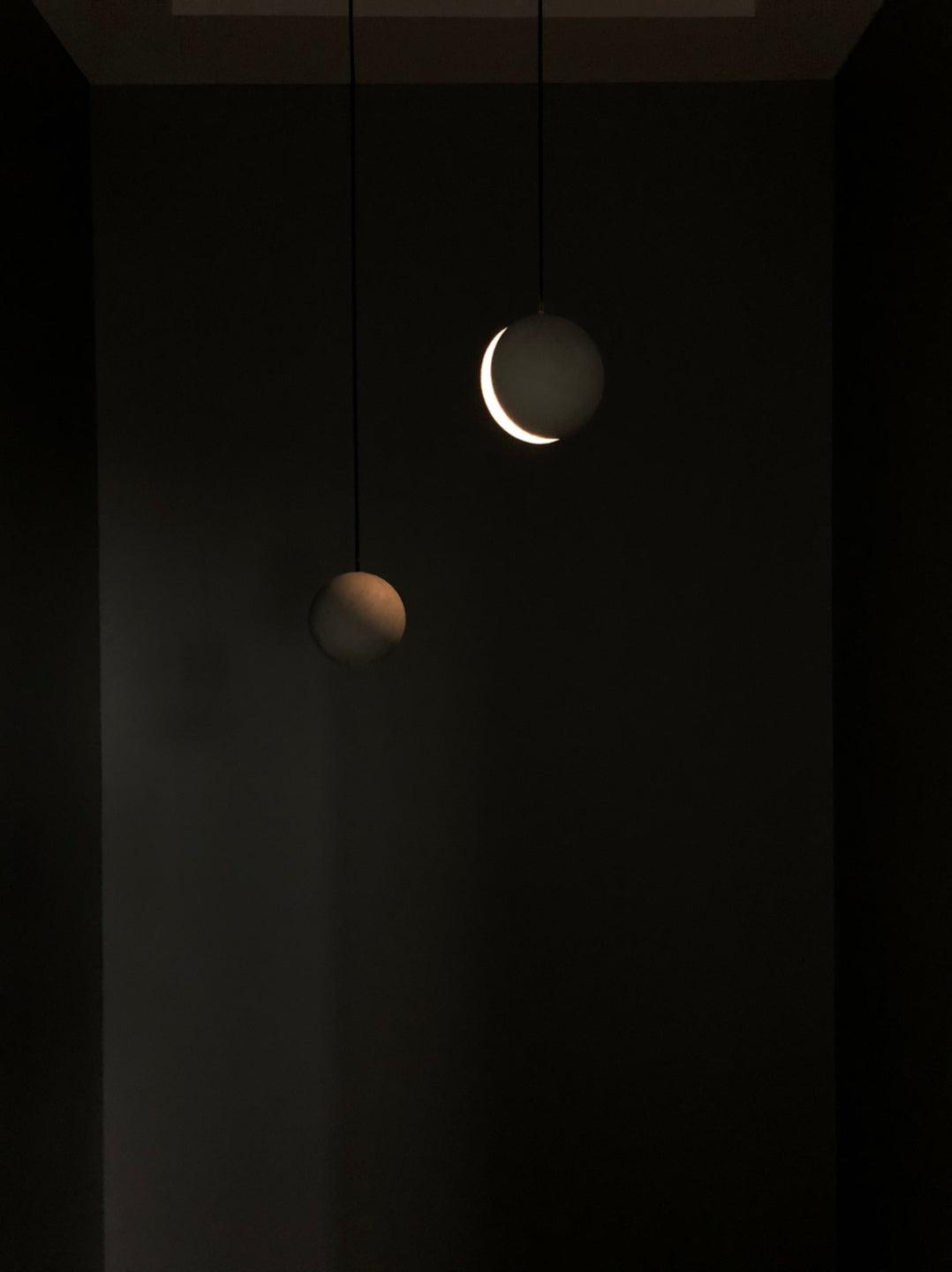 Moon Concrete Pendant Light – Modern Minimalist LED Ceiling Lamp