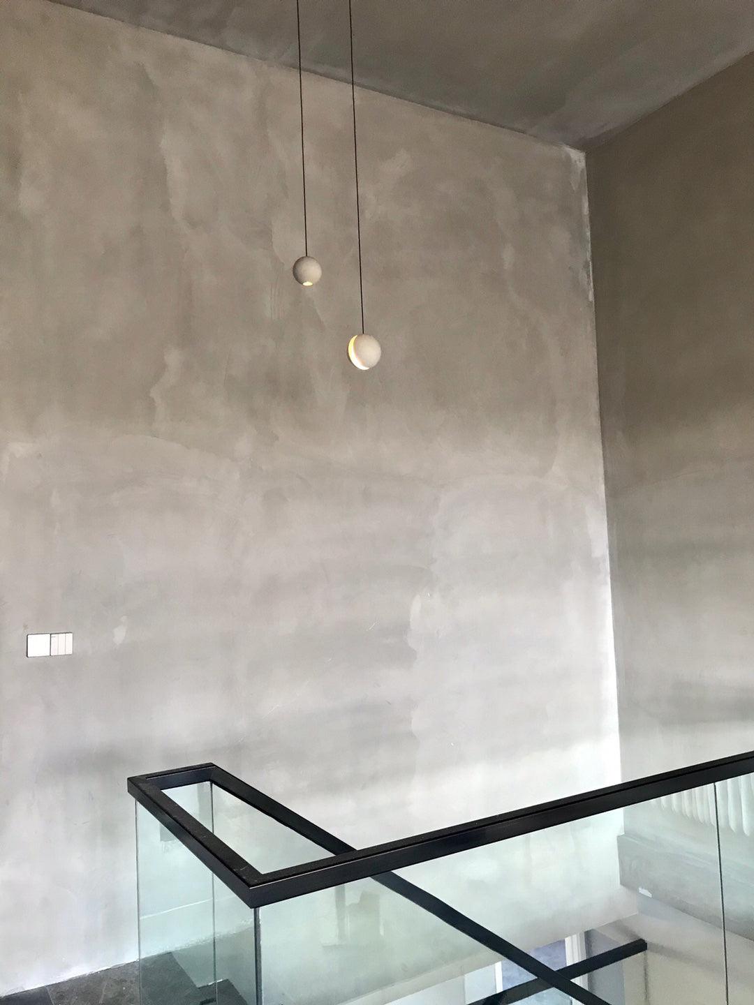 Moon Concrete Pendant Light – Modern Minimalist LED Ceiling Lamp