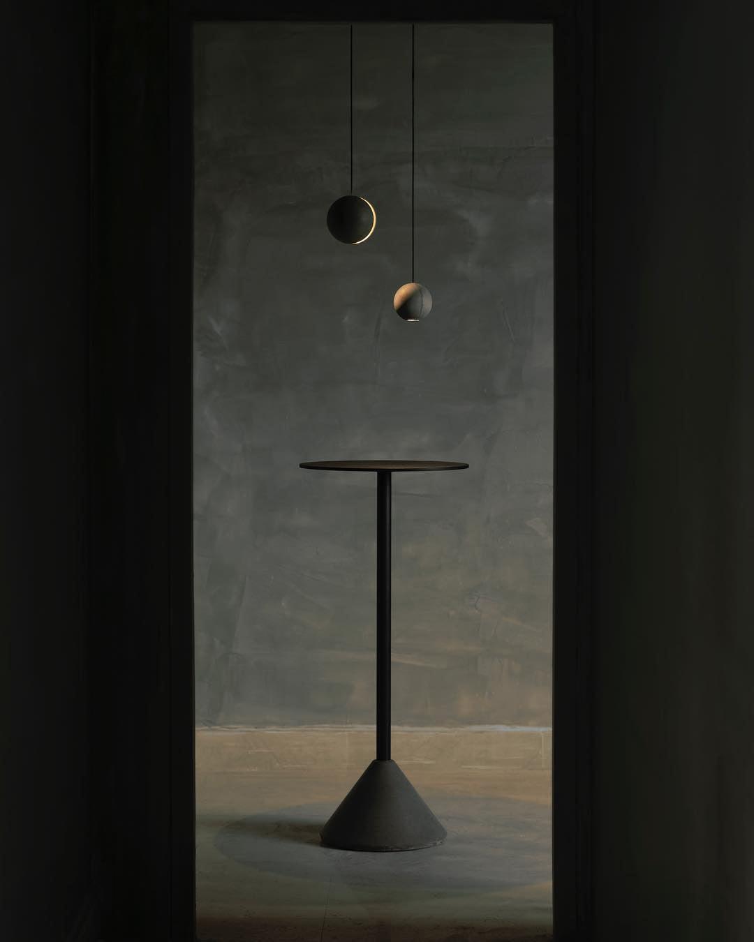 Moon Concrete Pendant Light – Modern Minimalist LED Ceiling Lamp