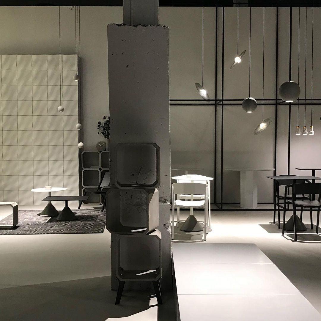 Moon Concrete Pendant Light – Modern Minimalist LED Ceiling Lamp