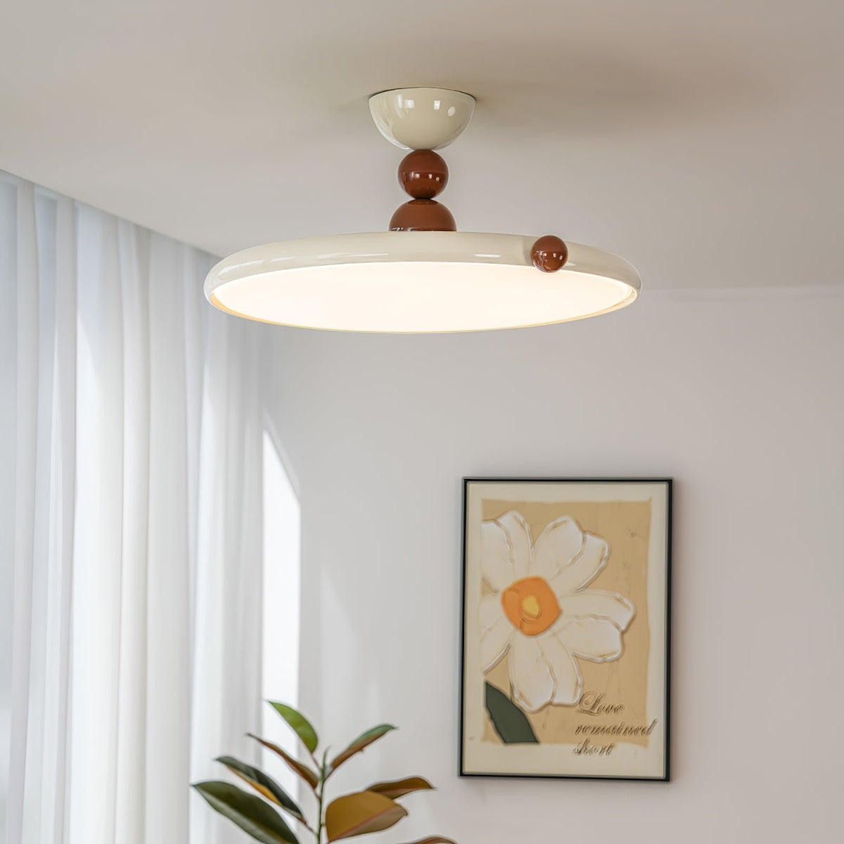 Moondrop Ceiling Light – Modern LED Flush Mount with Terracotta Accents