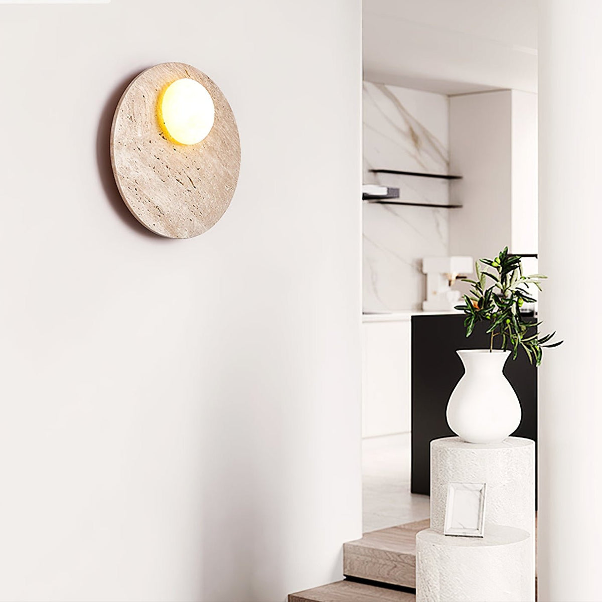 Moonwake Travertine Wall Sconce – Modern Natural Stone Lighting