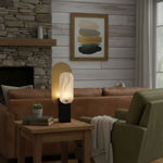 Mosaic Elegance Alabaster Table Lamp with Gold Metal Frame