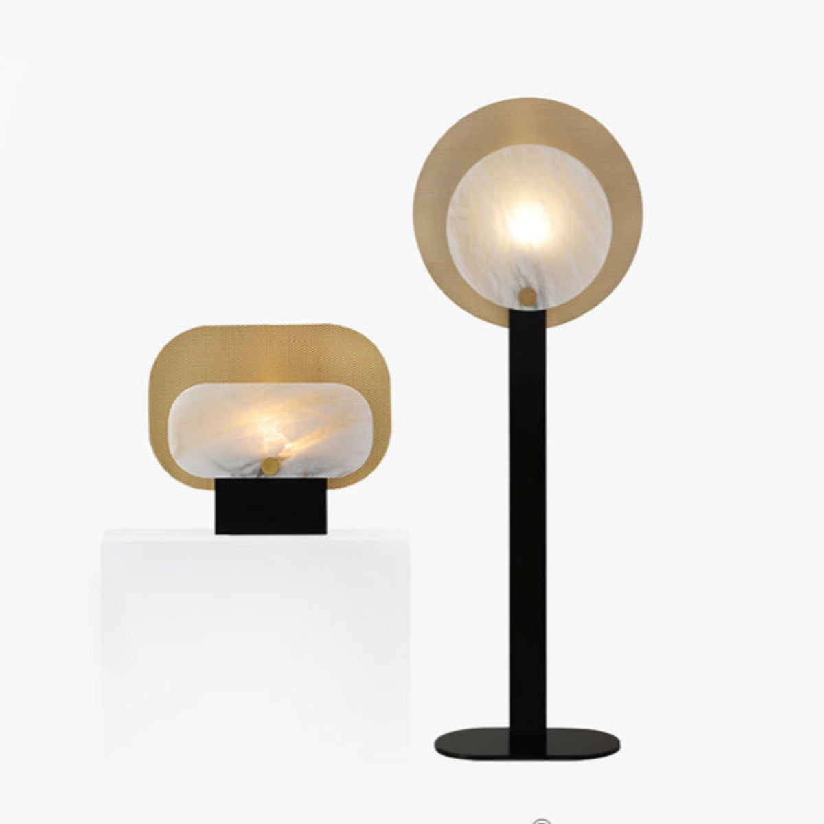 Mosaic Alabaster Floor Lamp with Gold Accents – Modern Designer Lighting for Living Room & Bedroom