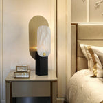 Mosaic Elegance Alabaster Table Lamp with Gold Metal Frame
