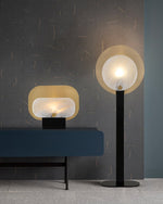 Mosaic Elegance Alabaster Table Lamp with Gold Metal Frame
