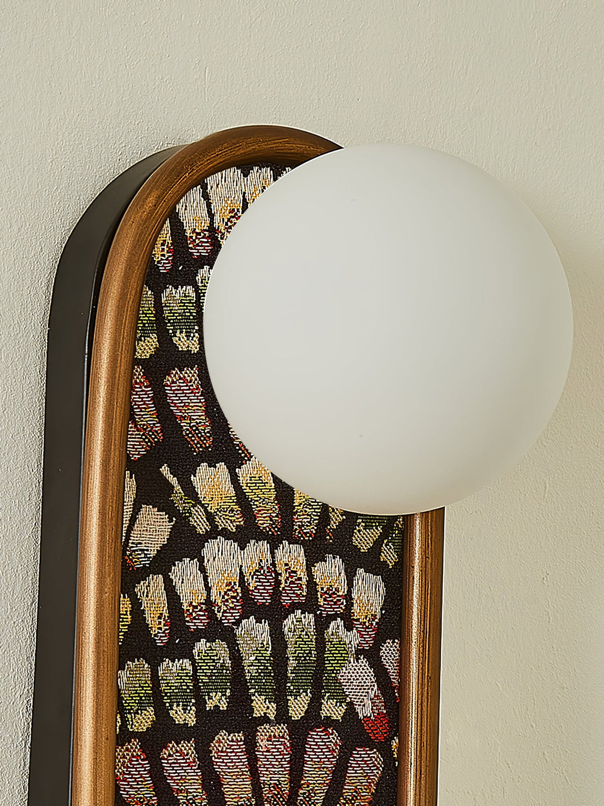 Mosaic Wall Sconce with Embroidered Fabric Shade in Gold or Black