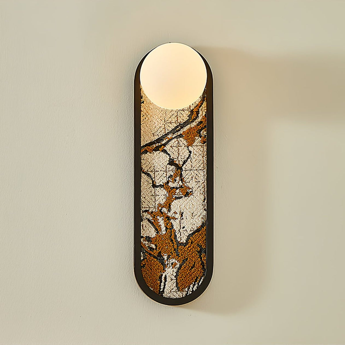 Mosaic Wall Sconce with Embroidered Fabric Shade in Gold or Black