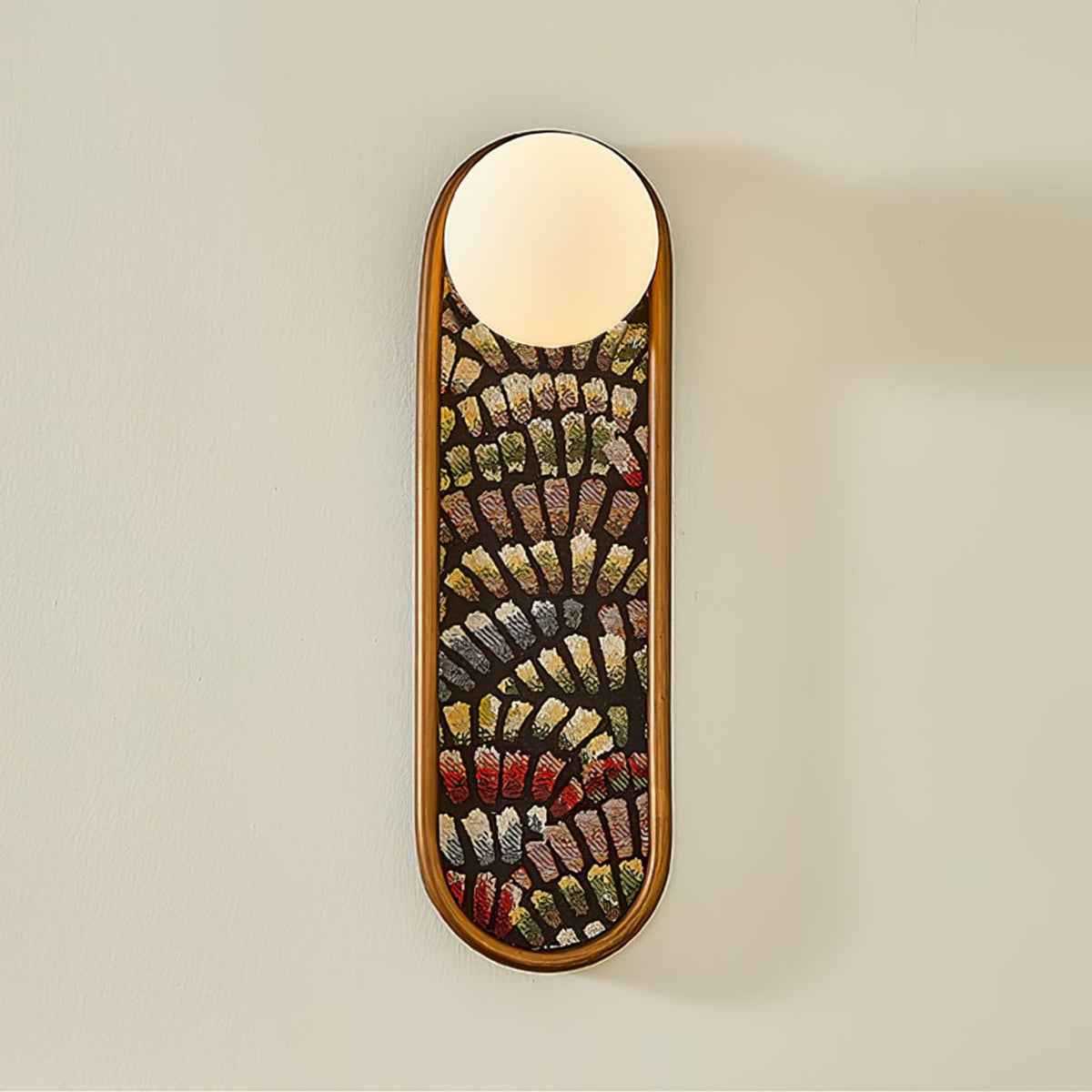 Mosaic Wall Sconce with Embroidered Fabric Shade in Gold or Black