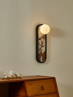 Mosaic Wall Sconce with Embroidered Fabric Shade in Gold or Black