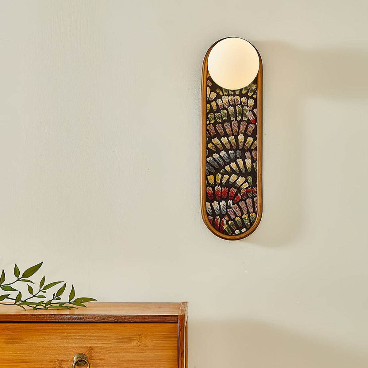 Mosaic Wall Sconce with Embroidered Fabric Shade in Gold or Black