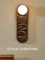 Mosaic Wall Sconce with Embroidered Fabric Shade in Gold or Black