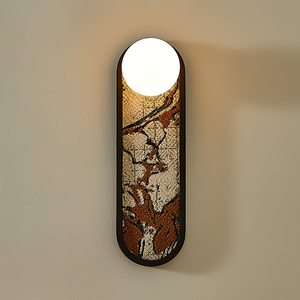 Mosaic Wall Sconce with Embroidered Fabric Shade in Gold or Black