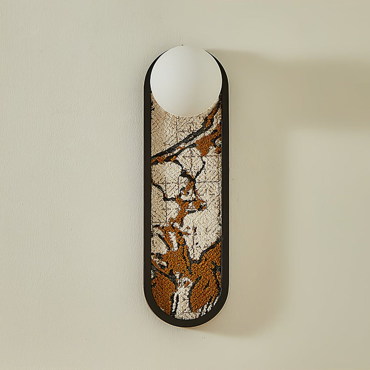 Mosaic Wall Sconce with Embroidered Fabric Shade in Gold or Black