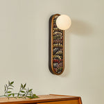 Mosaic Wall Sconce with Embroidered Fabric Shade in Gold or Black