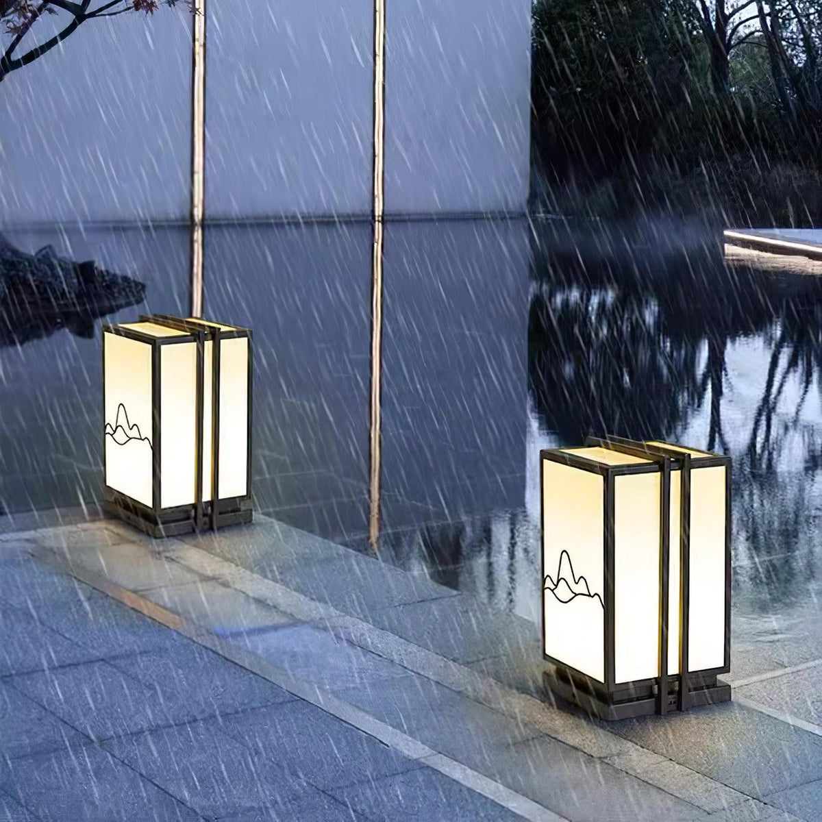 Mountain Outdoor Post Light – Sculptural Stainless Steel LED Landscape Lamp