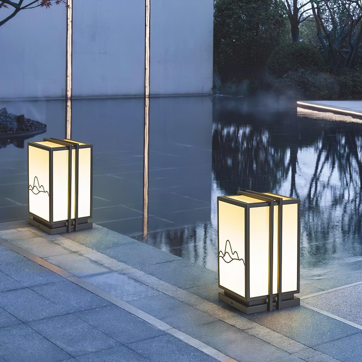 Mountain Outdoor Post Light – Sculptural Stainless Steel LED Landscape Lamp