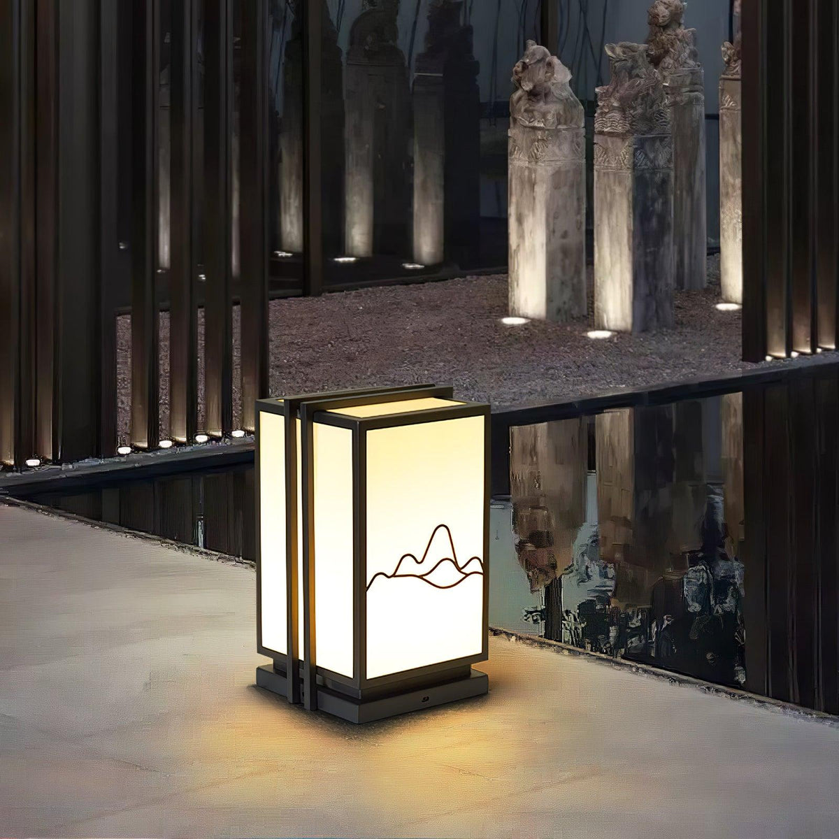 Mountain Outdoor Post Light – Sculptural Stainless Steel LED Landscape Lamp